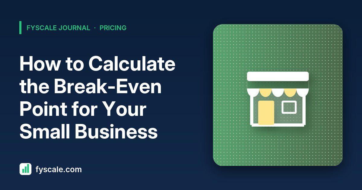 Break even point calculation chart showing fixed costs, revenue line and the point where a small business starts making profit