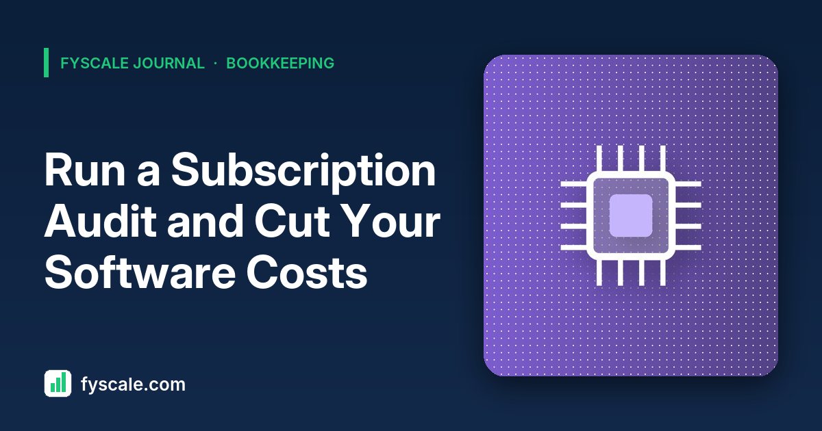 Spreadsheet listing recurring software charges during a business subscription audit with keep, downgrade and cancel columns