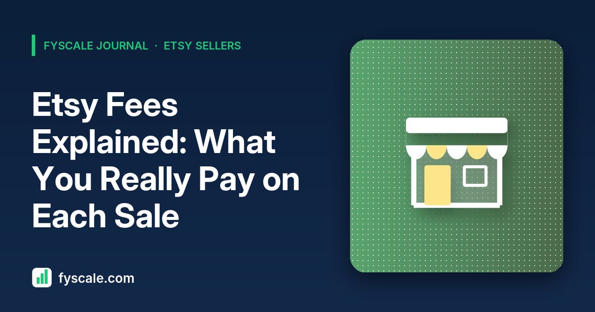 Etsy fees explained on a spreadsheet breaking down listing, transaction and processing fees for a $25 handmade item