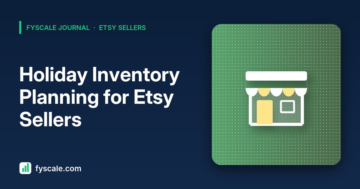 Holiday inventory planning for Etsy sellers: shelves of handmade candles and gift sets beside a spreadsheet production plan