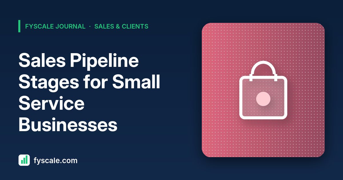 Sales pipeline stages for a small service business shown as columns from new lead to won, with deal values