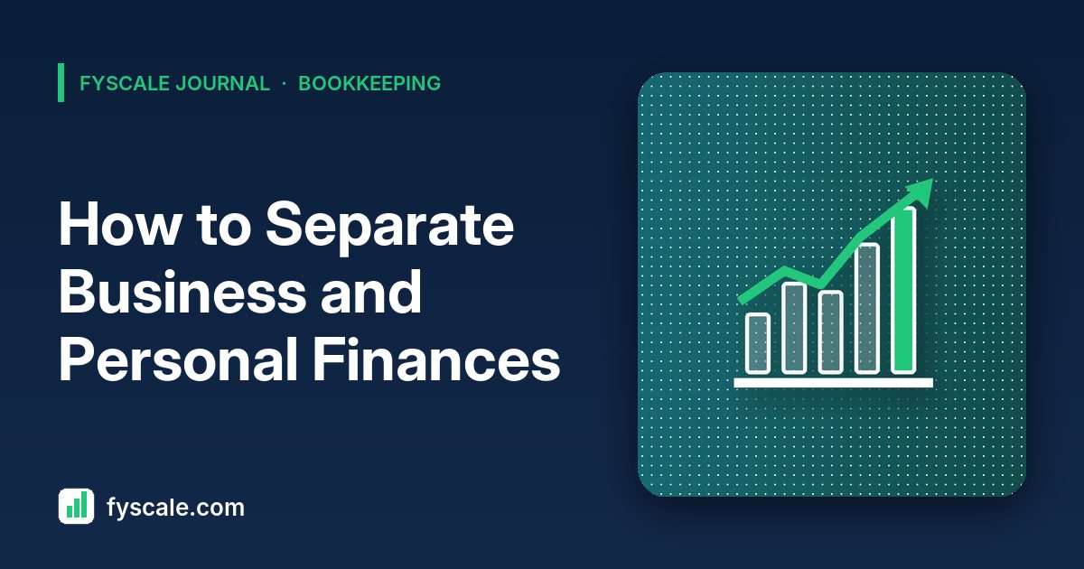 Two labeled bank cards and a ledger showing how to separate business and personal finances for a small business