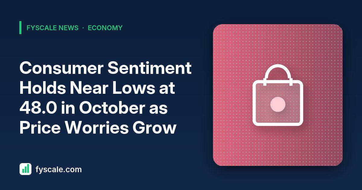 Shopper looking at prices, illustrating October 2026 consumer sentiment at 48.0